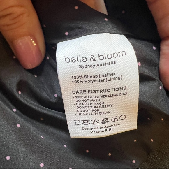 Belle & Bloom Black Leather Jacket Black Moto Trench Coat medium grunge - Picture 9 of 11